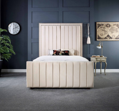 Upholstered platform bed on sale queen size