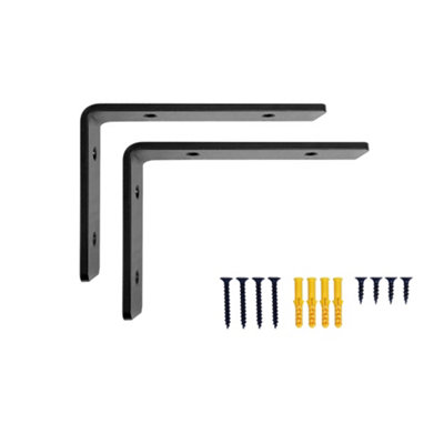 DT Ironcraft Heavy Duty Shelf Brackets - L Shape 150x100x20mm (1 Pair Black)