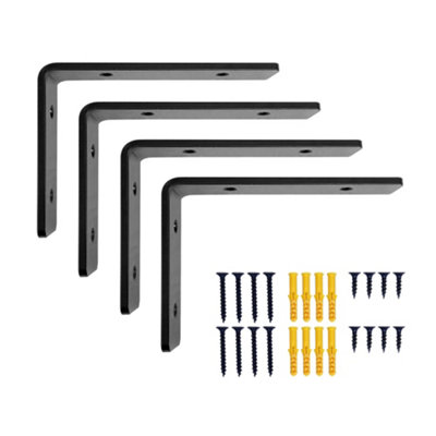 DT Ironcraft Heavy Duty Shelf Brackets - L Shape 150x100x20mm (2 Pair Black)