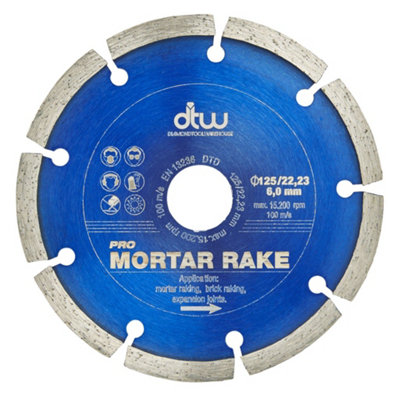 DTW Pro Diamond Mortar Rake Blade 125mm/5" x 22.23mm