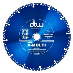 DTW Pro X-Multi Saw Diamond Blade 230mm/9" x 22.23