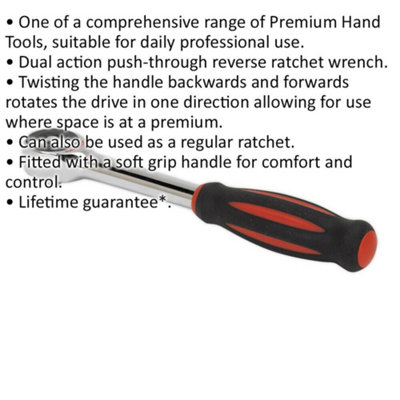 Dual Action Push-Through Ratchet Speed Wrench - 1/4 Inch Drive for Tight Spaces