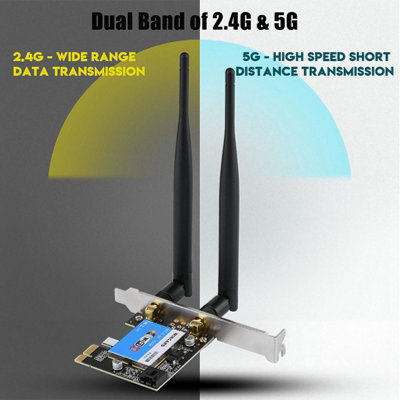 Dual Band PCIE Network Card 433Mbps with Bluetooth 4.0 for Desktop-2.4GHz & 5GHz Support