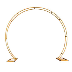 Dual Circle Arch Stand Metal Frame Round Garden Arbors- 2.6m x 2.2m, Gold