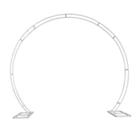 Dual Circle Arch Stand Metal Frame Round Garden Arbors- 2.6m x 2.2m, White