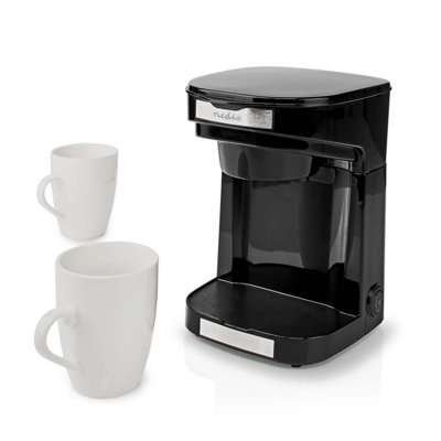 Dual Coffee Maker Easy to Use Two Cup Machine with Reusable Filter 250ml Capacity and 2 Ceramic Cups 450W