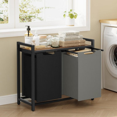 Dual Compartment Laundry Sorter, Clothes Hamper with Removable Bags ...