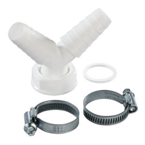 Dual Device Connection Y Adapter with 1" Seal for Washing Machine / Dishwasher / Condensation Dryer Drain Hose