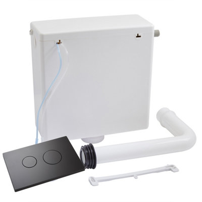 Dual Flush Concealed Toilet WC Cistern Pneumatic Air Matt Black Push ...