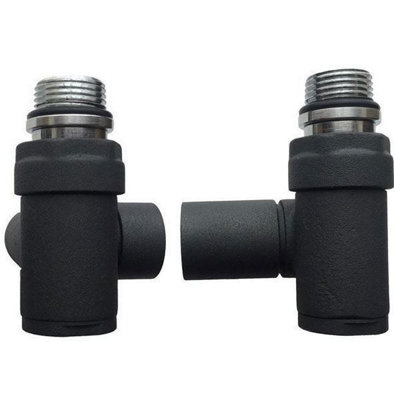 Dual Fuel Towel Radiator Valves, Corner, Anthracite