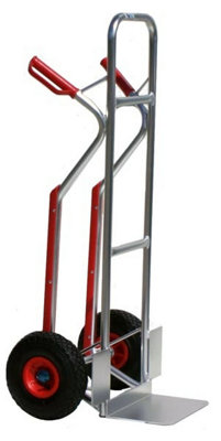 Dual Handled Aluminium Sack Truck, Pneumatic Wheels, Two Handles, Large Toe For Easy Carrying, 150kg Load Capacity