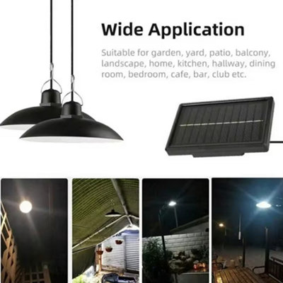 Double Head Solar Power LED Pendant Light Garage Shop Lamp