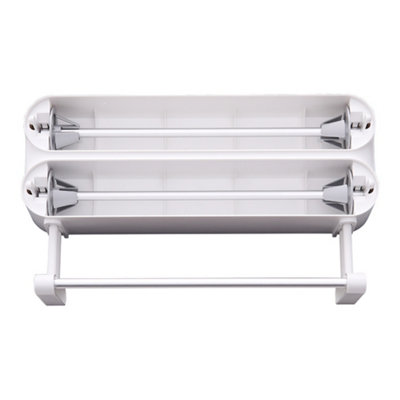 Dual Layer Magnetic Plastic Wrap Cling Film Dispenser with Cutter