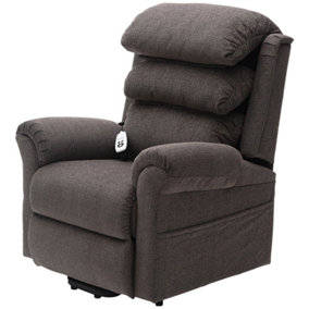 Dual Motor Rise and Recline Armchair - Waterfall Pillow - Mink Chenille Fabric