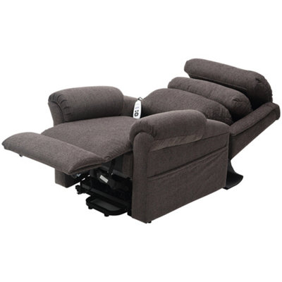 Dual Motor Rise and Recline Armchair - Waterfall Pillow - Mink Chenille Fabric