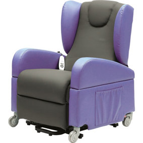 Dual Motor Rise and Recline Lounge Chair - Wipe Clean PU Fabric Black and Purple