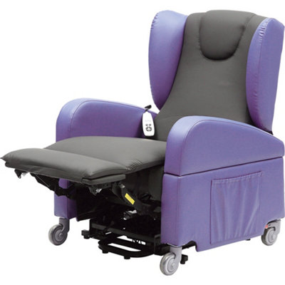 Dual Motor Rise and Recline Lounge Chair - Wipe Clean PU Fabric Black and Purple