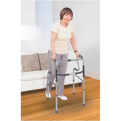 Dual Rise Lightweight Aluminium Folding Walking Frame - Height Adjustable Legs
