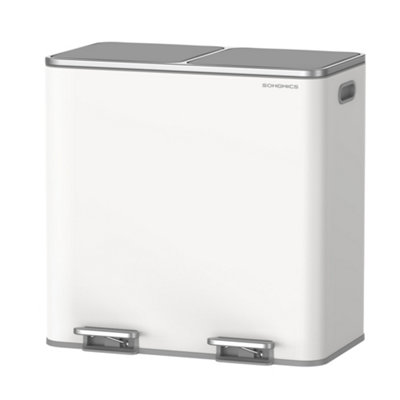 Dual Rubbish Bin, 2 x 10.6 Gallon (2 x 40 L) Metal Recycling Bin with ...