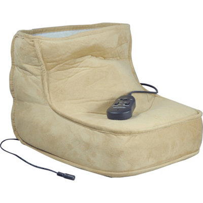 Dual Speed Electric Foot Massager - Beige Micro Suede Exterior - Remote Control