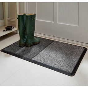 Dual Surface Doormat - Indoor or Outdoor Door Mat with Dirt Trapping & Drying Sections in Non-Slip Rubber Frame - 94 x 64cm