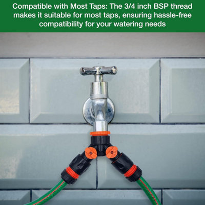 Dual Tap Connector Set - Two Premium Hose End Connectors with 3rd Male Tap Connector Included for Inline Use - Hozelock Compatible - 6