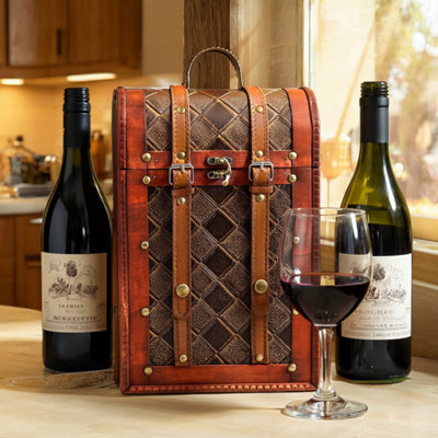 Dual Wine Bottle Carrier - Geometric Rhombus