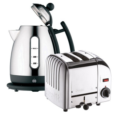 Dualit Classic 2 Slice Toaster & 1 Litre LITE Kettle Breakfast Set,  Stainless Steel