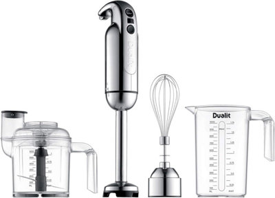 Dualit Hand Blender Set Handheld Stick Blender With Chopping Bowl, Stainless Steel