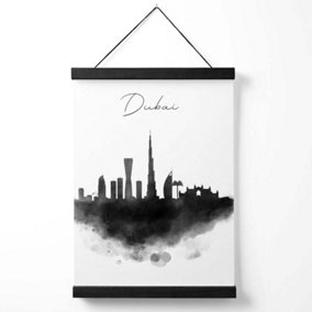 Dubai Watercolour Skyline City Medium Poster with Black Hanger