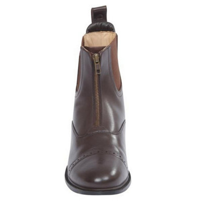 Dublin Evolution Adults Zip Front Leather Paddock Boots Brown (5 UK)