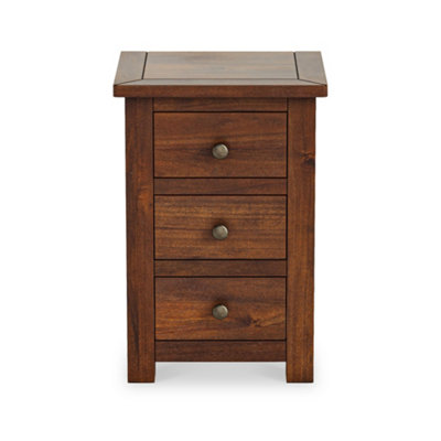 Duchy Acacia 3 Drawer Brown Bedside Table - Fully Assembled By Roseland Furniture