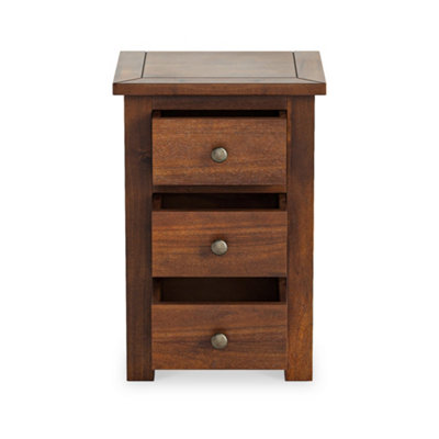 Duchy Acacia 3 Drawer Brown Bedside Table - Fully Assembled By Roseland Furniture