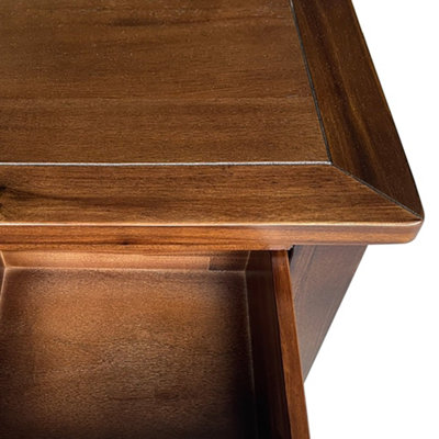 Duchy Acacia 3 Drawer Brown Bedside Table - Fully Assembled By Roseland Furniture