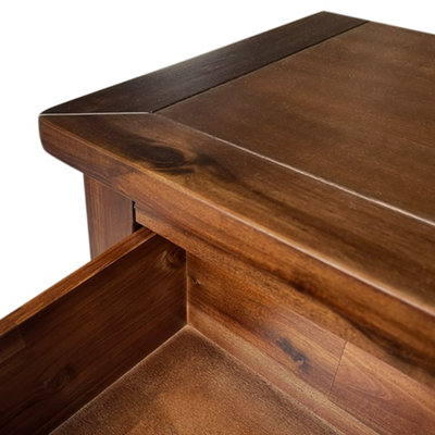 Duchy Acacia 3 Drawer Brown Bedside Table - Fully Assembled By Roseland Furniture
