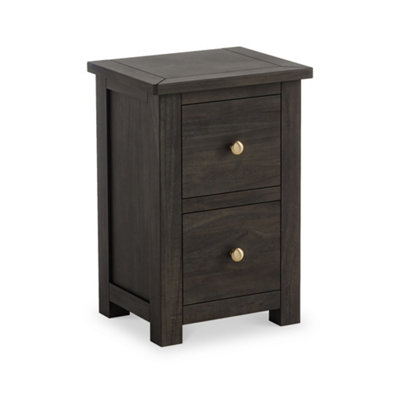Duchy Acacia Black 2 Drawer Bedside Table Fully Assembled - By Roseland Furniture