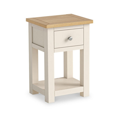 Duchy Cream 1 Drawer Bedside Table with Oak Top Fully Assembled - By Roseland Furniture