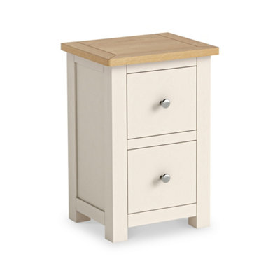 Duchy Cream 2 Drawer Bedside Table with Oak Top Fully Assembled - By Roseland Furniture