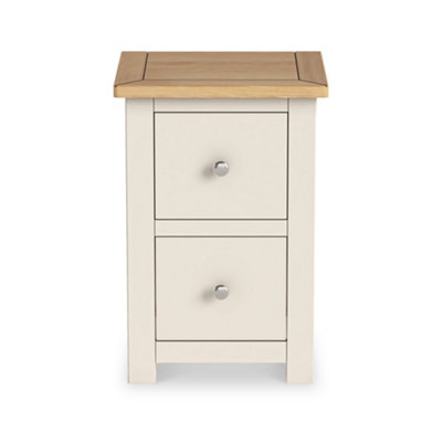 Duchy Cream 2 Drawer Bedside Table with Oak Top Fully Assembled - By Roseland Furniture
