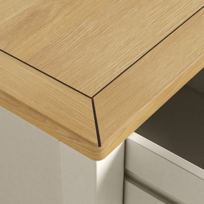 Duchy Cream 2 Drawer Bedside Table with Oak Top Fully Assembled - By Roseland Furniture