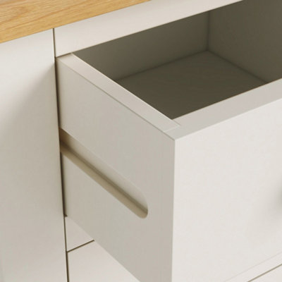 Duchy Cream 2 Drawer Bedside Table with Oak Top Fully Assembled - By Roseland Furniture