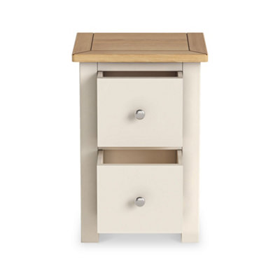 Duchy Cream 2 Drawer Bedside Table with Oak Top Fully Assembled - By Roseland Furniture