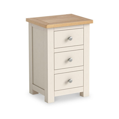 Duchy Cream 3 Drawer Bedside Table with Oak Top Fully Assembled - By Roseland Furniture