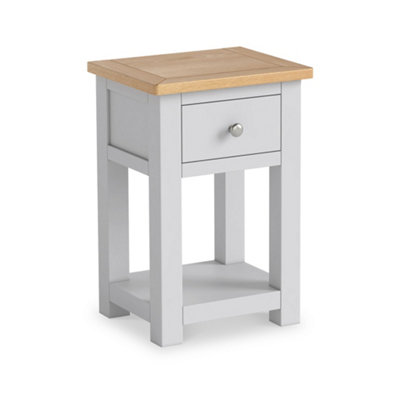Duchy Grey 1 Drawer Bedside Table - Painted with Oak Top - Fully Assembled By Roseland Furniture