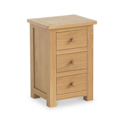 Duchy Oak 3 Drawer Bedside Table Fully Assembled - By Roseland Furniture