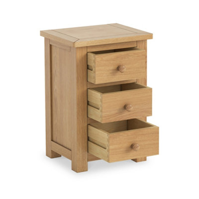 Duchy Oak 3 Drawer Bedside Table Fully Assembled - By Roseland Furniture