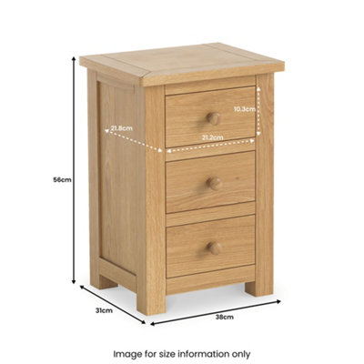 Duchy Oak 3 Drawer Bedside Table Fully Assembled - By Roseland Furniture