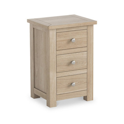 Duchy Washed Oak 3 Drawer Bedside Table - Fully Assembled By Roseland Furniture