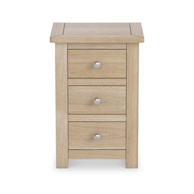 Duchy Washed Oak 3 Drawer Bedside Table - Fully Assembled By Roseland Furniture