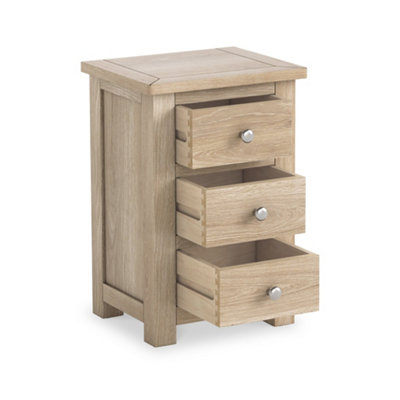 Duchy Washed Oak 3 Drawer Bedside Table - Fully Assembled By Roseland Furniture